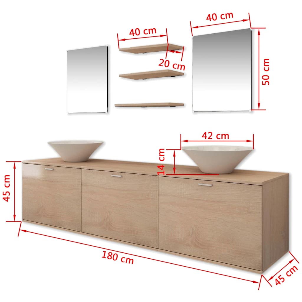 Mobili da Bagno con Lavabo Set 8 pz Beige