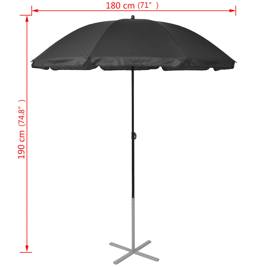 Lettini Prendisole con Ombrellone in Alluminio Nero | homemem39