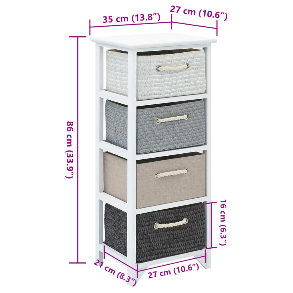 Mobile Portaoggetti con 4 Cassetti in Legno | homemem39