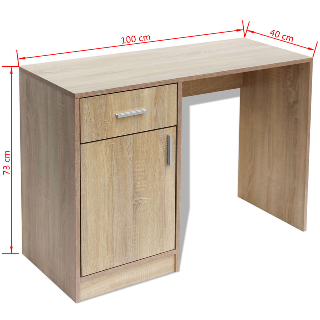 Scrivania con Cassetti e Anta Rovere 100x40x73 cm | homemem39