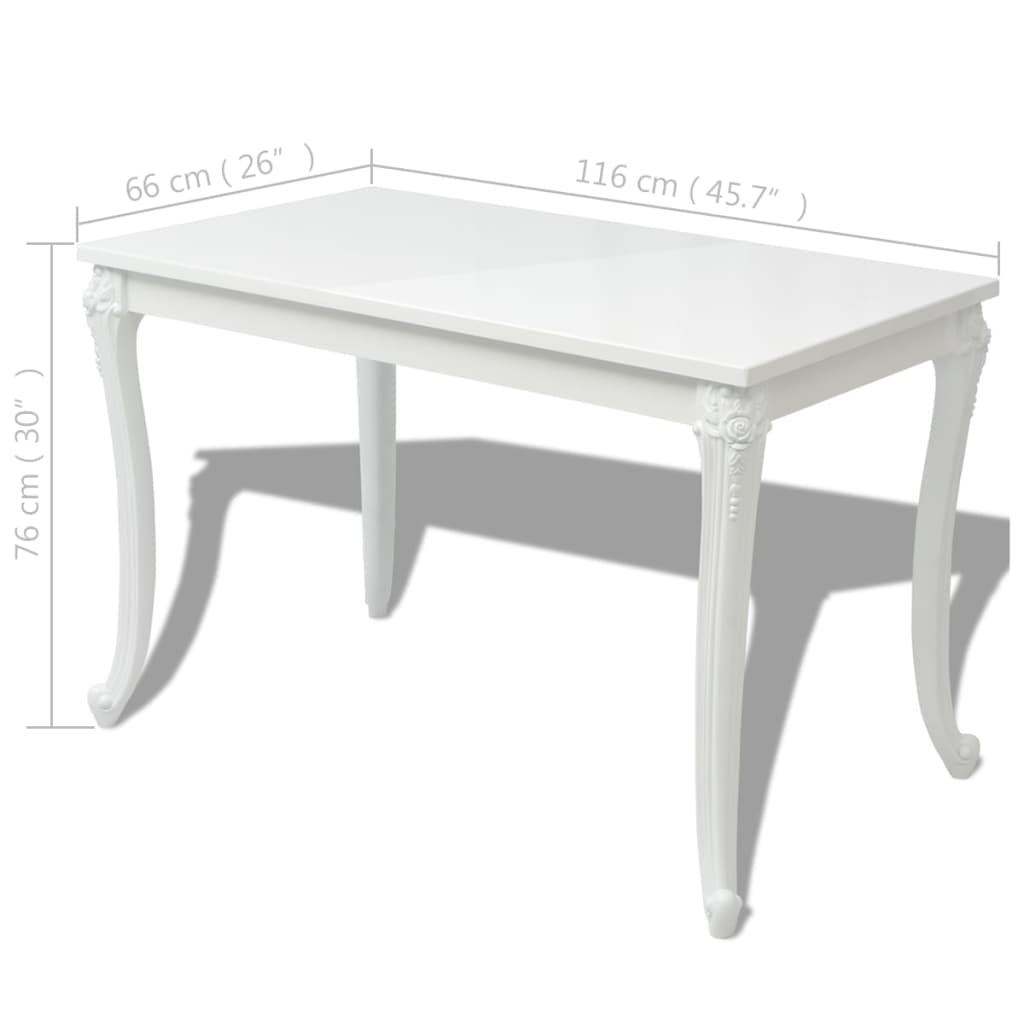 Tavolo da Pranzo 116x66x76 cm Bianco Lucido | homemem39