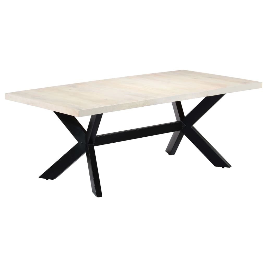 Tavolo da Pranzo Bianco 200x100x75 cm Legno Massello di Mango | homemem39