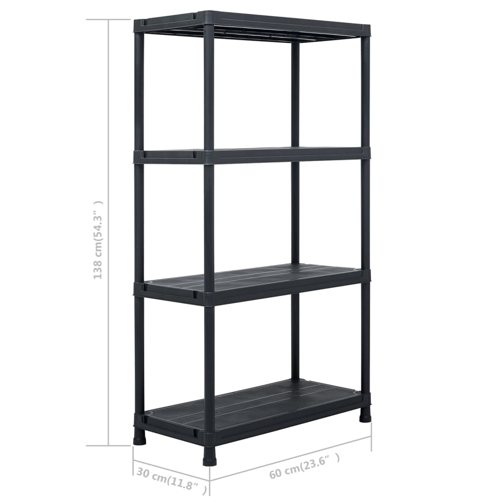 Scaffale Nero 100 kg 60x30x138 cm in Plastica | homemem39