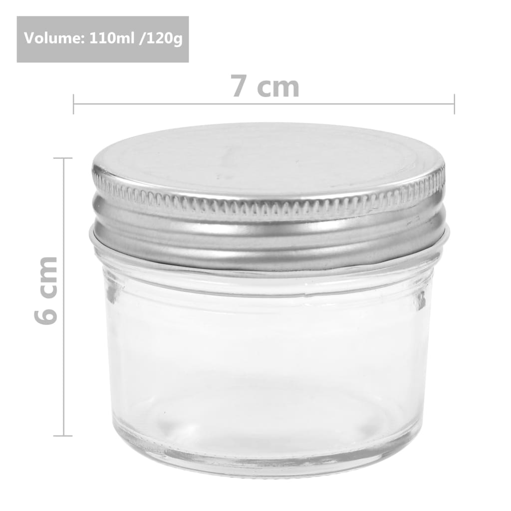 Vaso per Marmellata in Vetro Coperchio Argento 48 pz 110 ml | homemem39