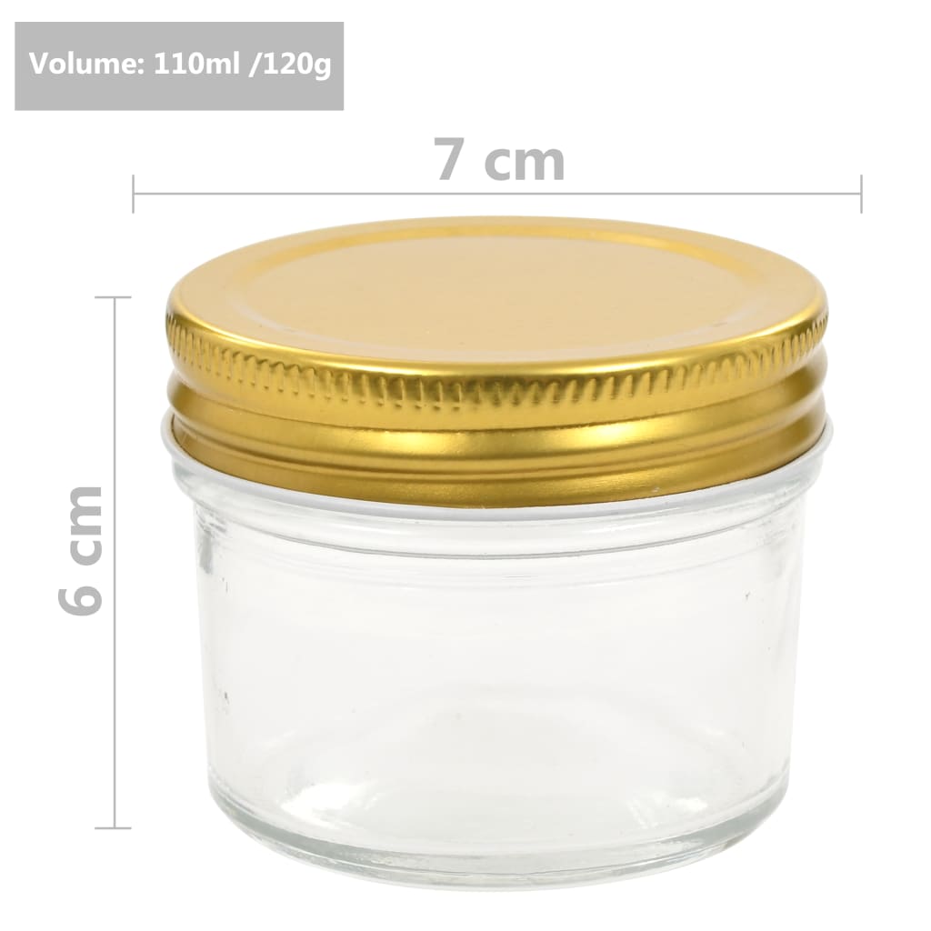 Vasi per Marmellata in Vetro Coperchio Oro 96 pz 110 ml | homemem39