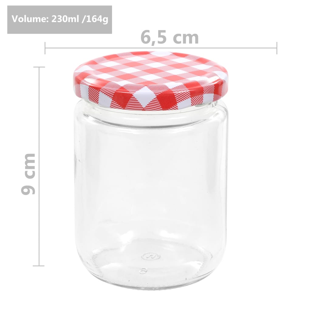 Vasi Marmellata in Vetro Coperchio Bianco e Rosso 96 pz 230 ml | homemem39