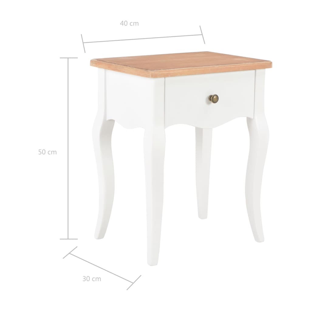 Comodino Bianco e Marrone 40x30x50 cm in Legno Massello di Pino | homemem39