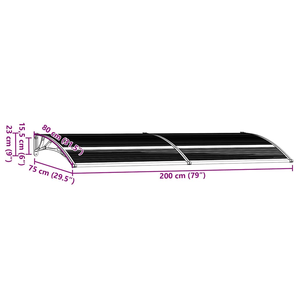 Pensilina per Porta Nera 200x75 cm in PC | homemem39