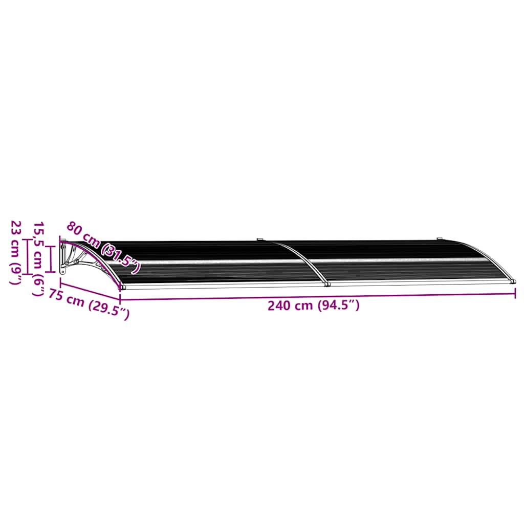 Pensilina per Porta Nera 240x75 cm in PC | homemem39