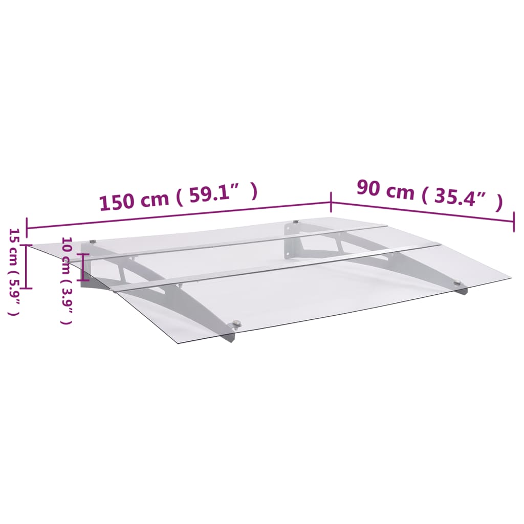 Baldacchino per Porta Argento e Trasparente 150x90 cm PET
