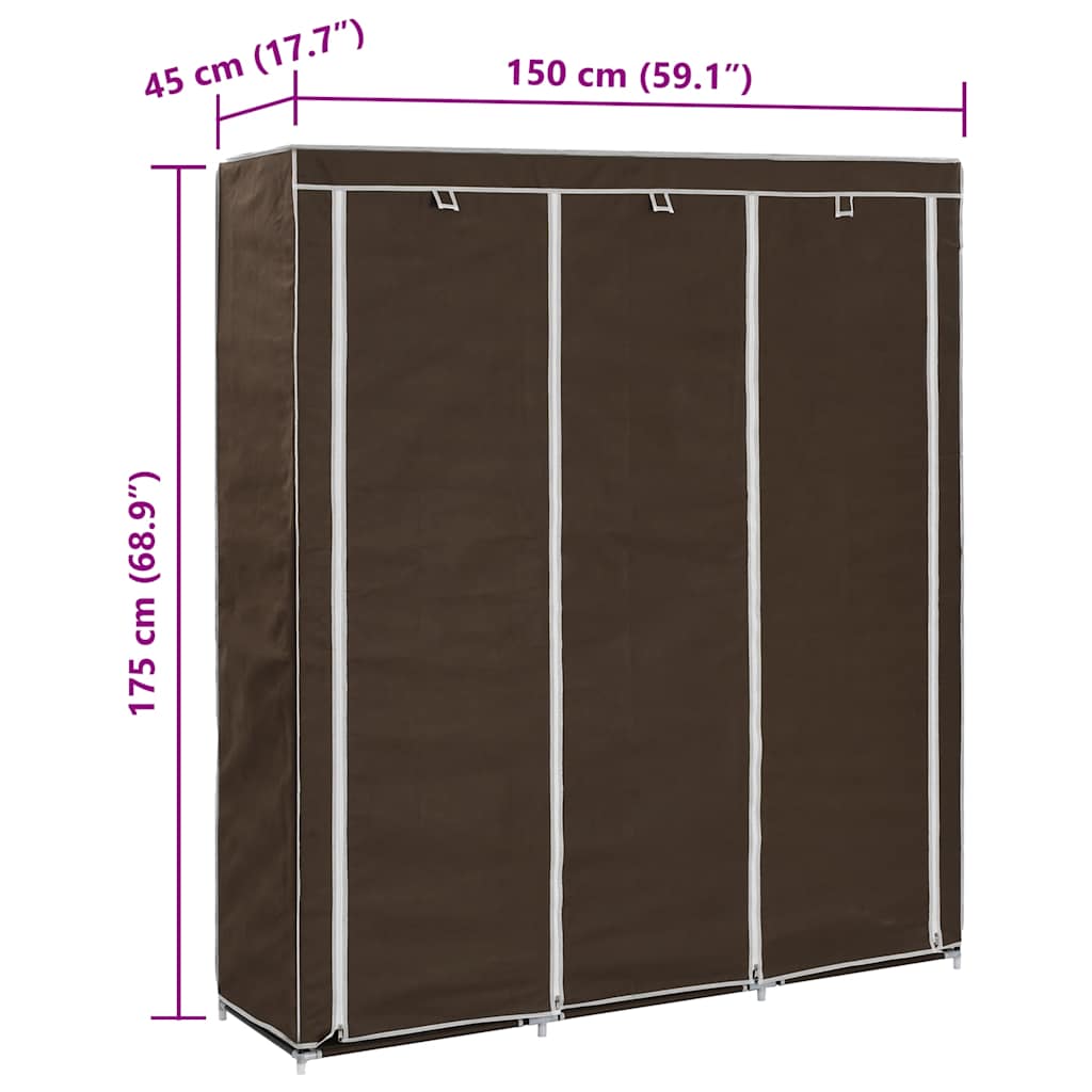 Armadio con Scomparti e Aste Marrone 150x45x175 cm in Tessuto | homemem39