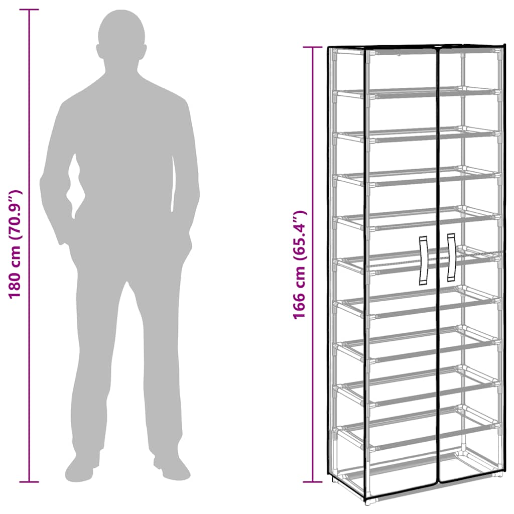 Scarpiera Nera 60x30x166 cm in Tessuto