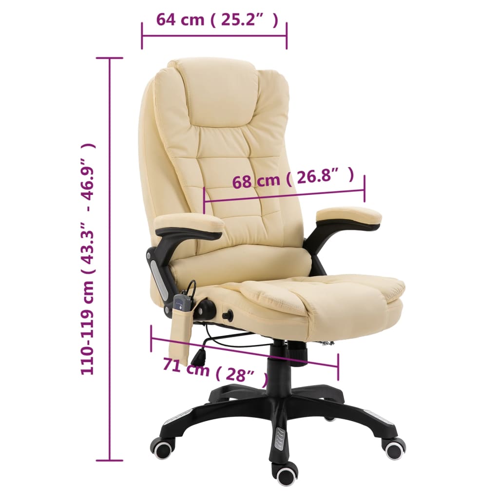 Sedia da Ufficio Massaggiante Crema in Similpelle | homemem39