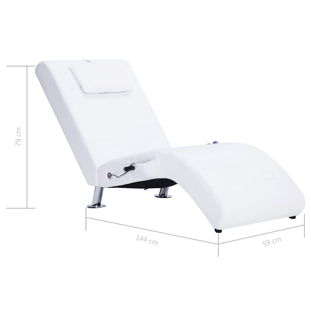 Sdraio Massaggiante con Cuscino Bianco in Similpelle | homemem39