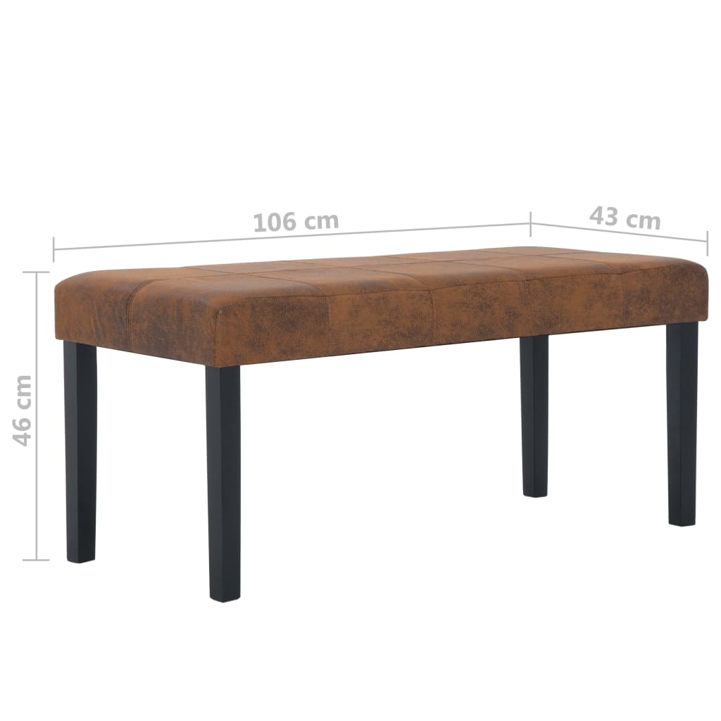 Panca 106 cm Marrone in Pelle Scamosciata Artificiale - homemem39