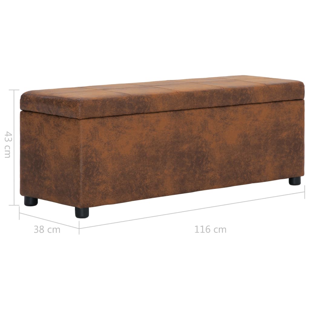 Panca Vano Portaoggetti 116 cm Marrone Similpelle Scamosciata | homemem39