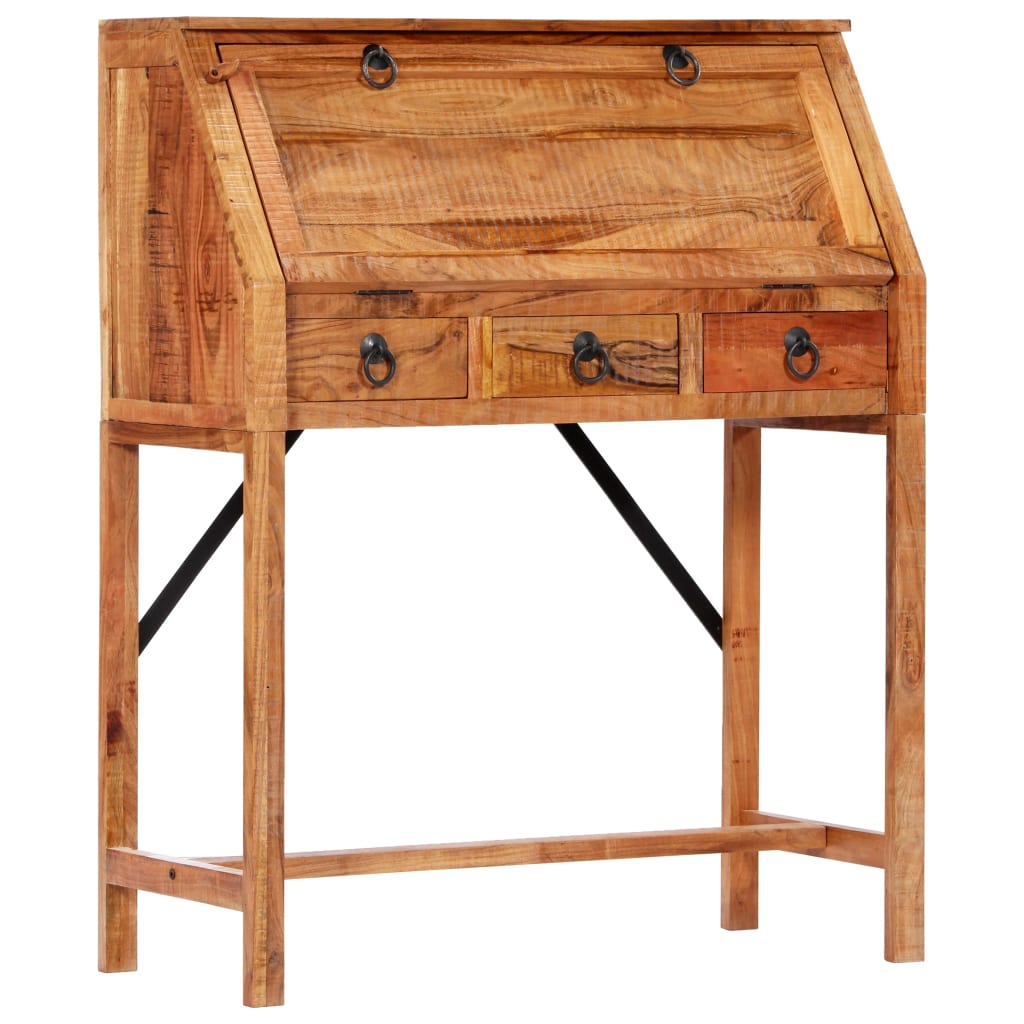 Scrivania 90x40x107cm in Legno Massello di Acacia | homemem39
