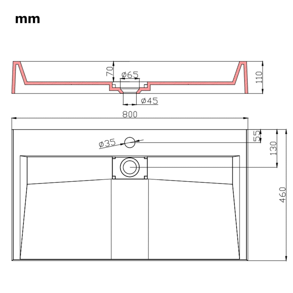 Lavandino 80x46x11 cm Blocco in Marmo/Minerale Bianco | homemem39