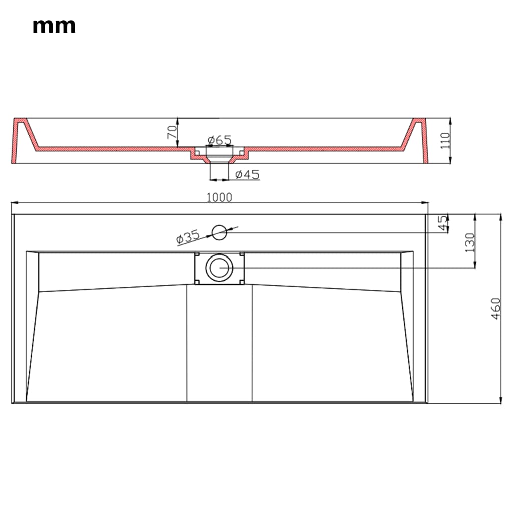 Lavandino 100x46x11 cm Blocco in Marmo/Minerale Bianco | homemem39