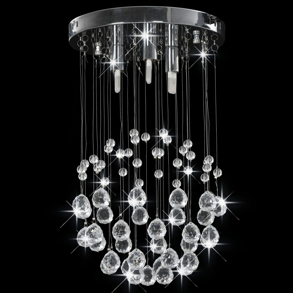 Lampadario Perle di Cristallo a Sfera Argento 3 Lampadine G9 | homemem39