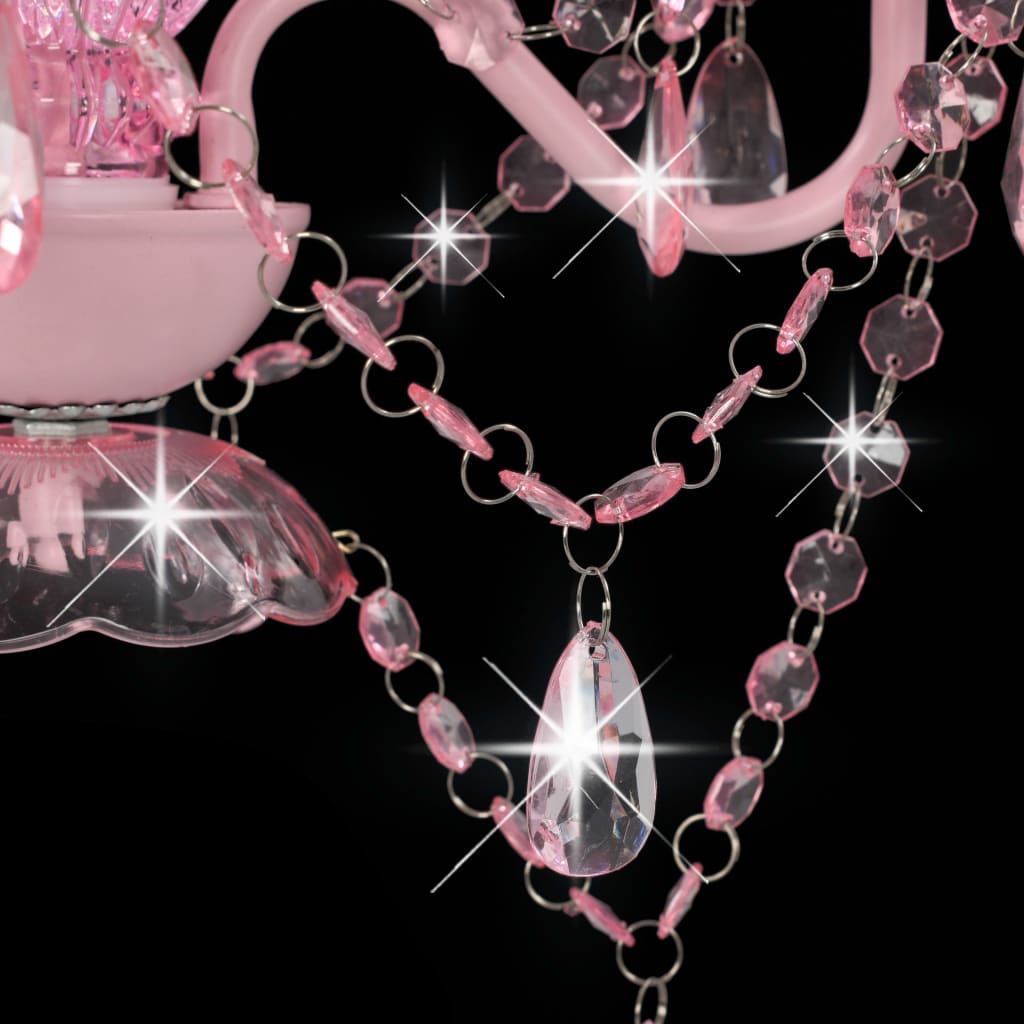 Lampadario con Perline Rosa Tondo 3 E14 | homemem39