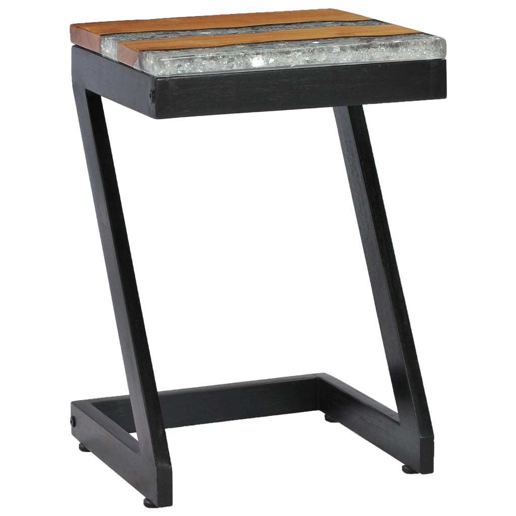 Tavolino Salotto 30x30x50 cm Legno Massello Teak e Poliresina | homemem39