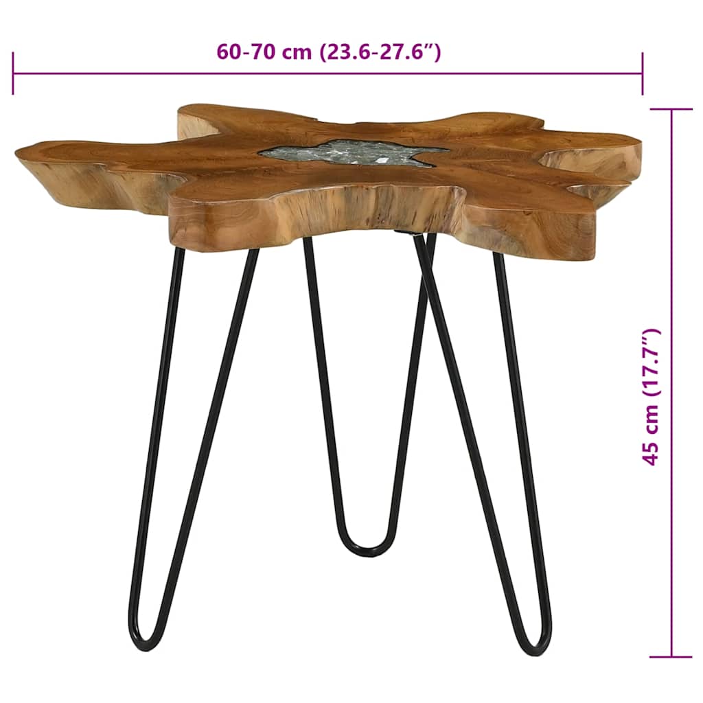 Tavolino da Salotto 70x45 cm Legno Massello Teak e Poliresina