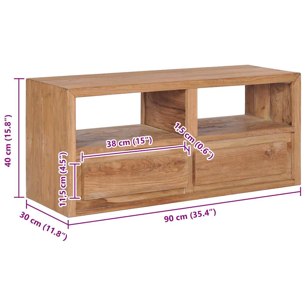 Mobile Porta TV 90x30x40 cm in Legno Massello di Teak