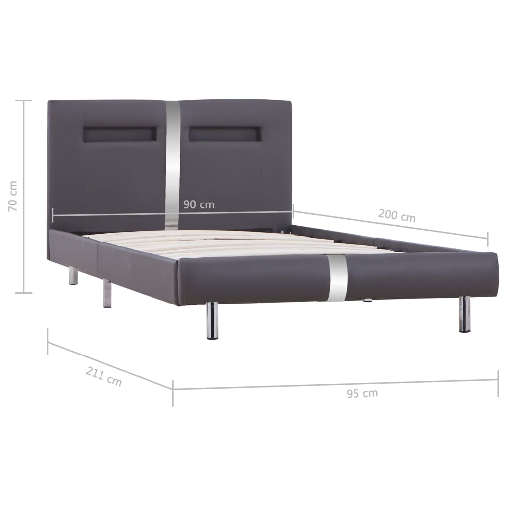 Giroletto con LED senza Materasso Grigio in Similpelle 90x200cm | homemem39