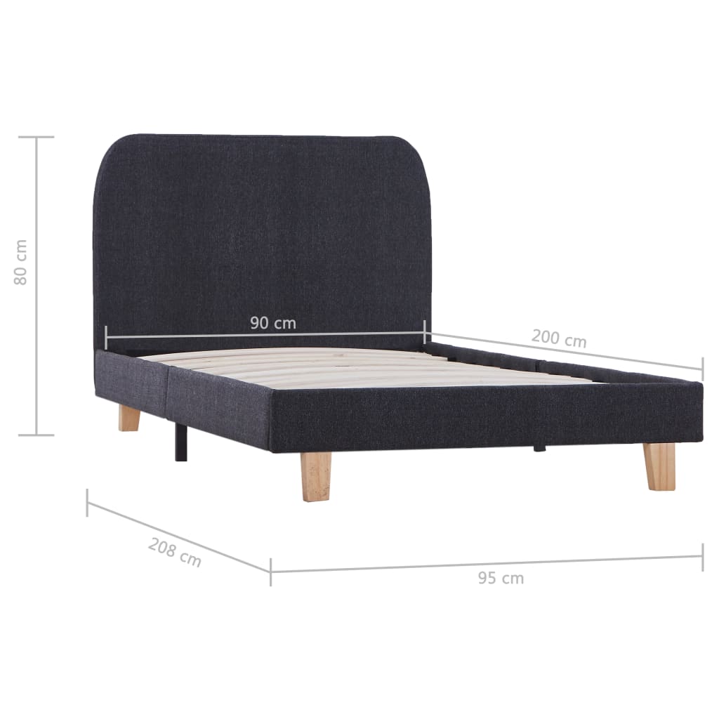 Giroletto senza Materasso Grigio Scuro 90x200 cm Tessuto | homemem39