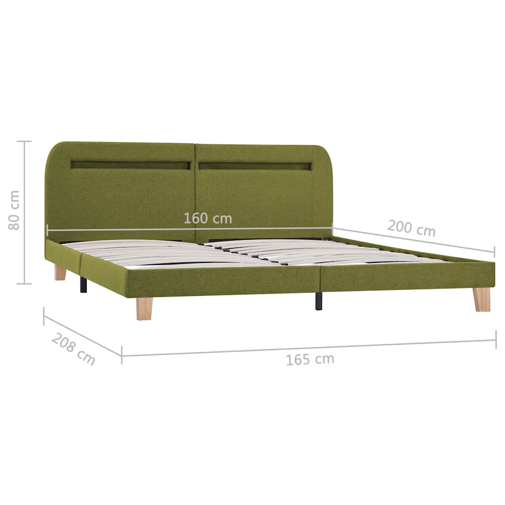 Giroletto con LED senza Materasso Verde 160x200 cm Tessuto