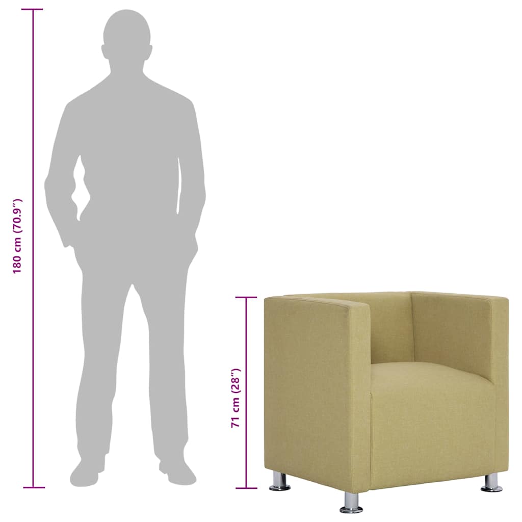 Poltrona a Cubo Verde in Tessuto - homemem39