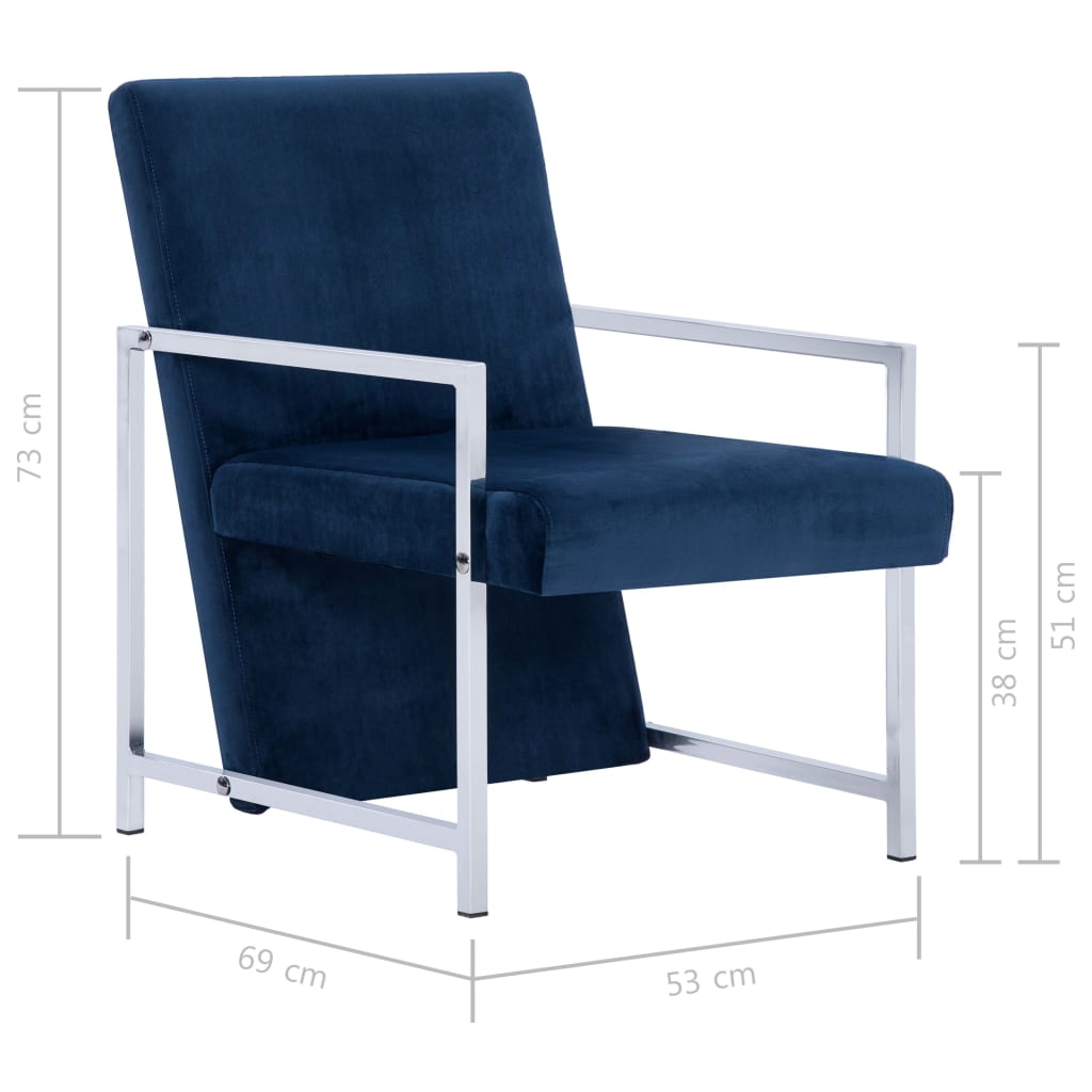 Poltrona con Piedini Cromati Blu in Velluto | homemem39
