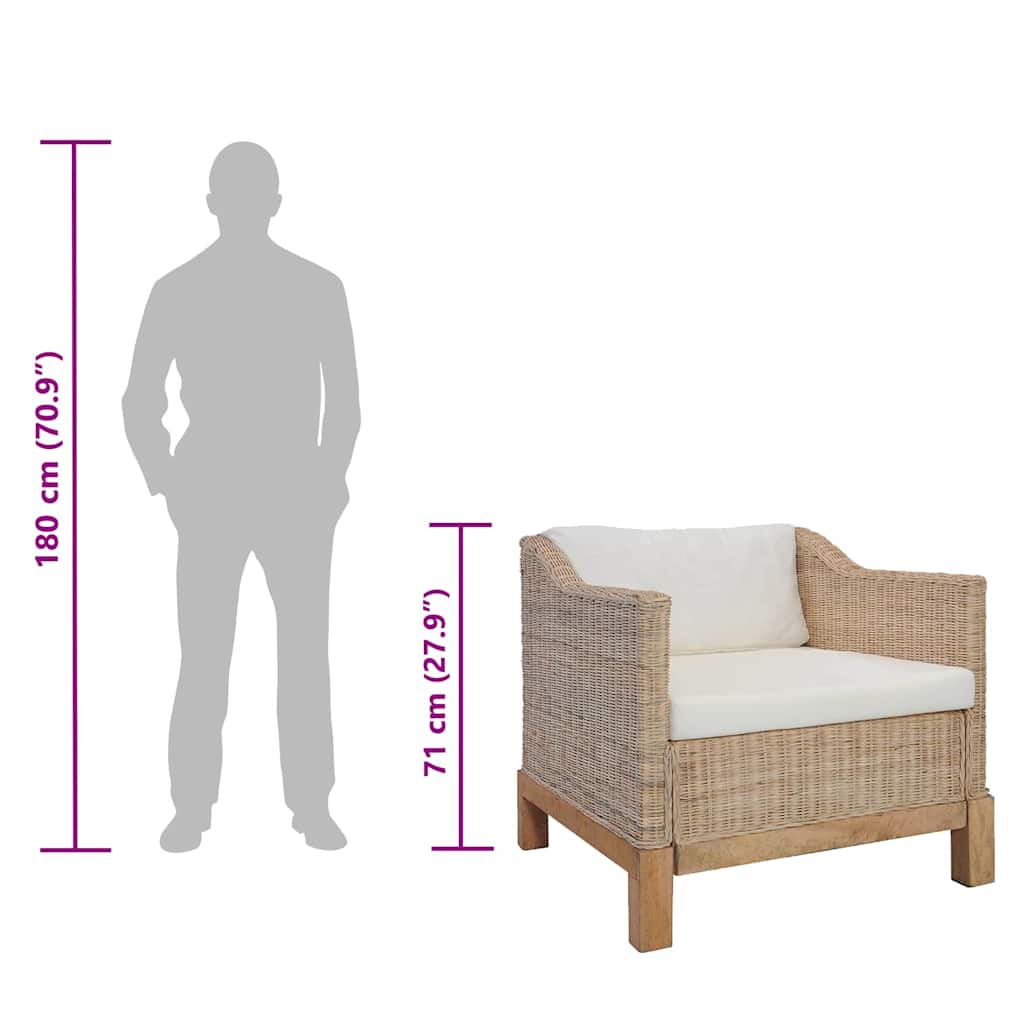 Poltrona con Cuscini in Rattan Naturale