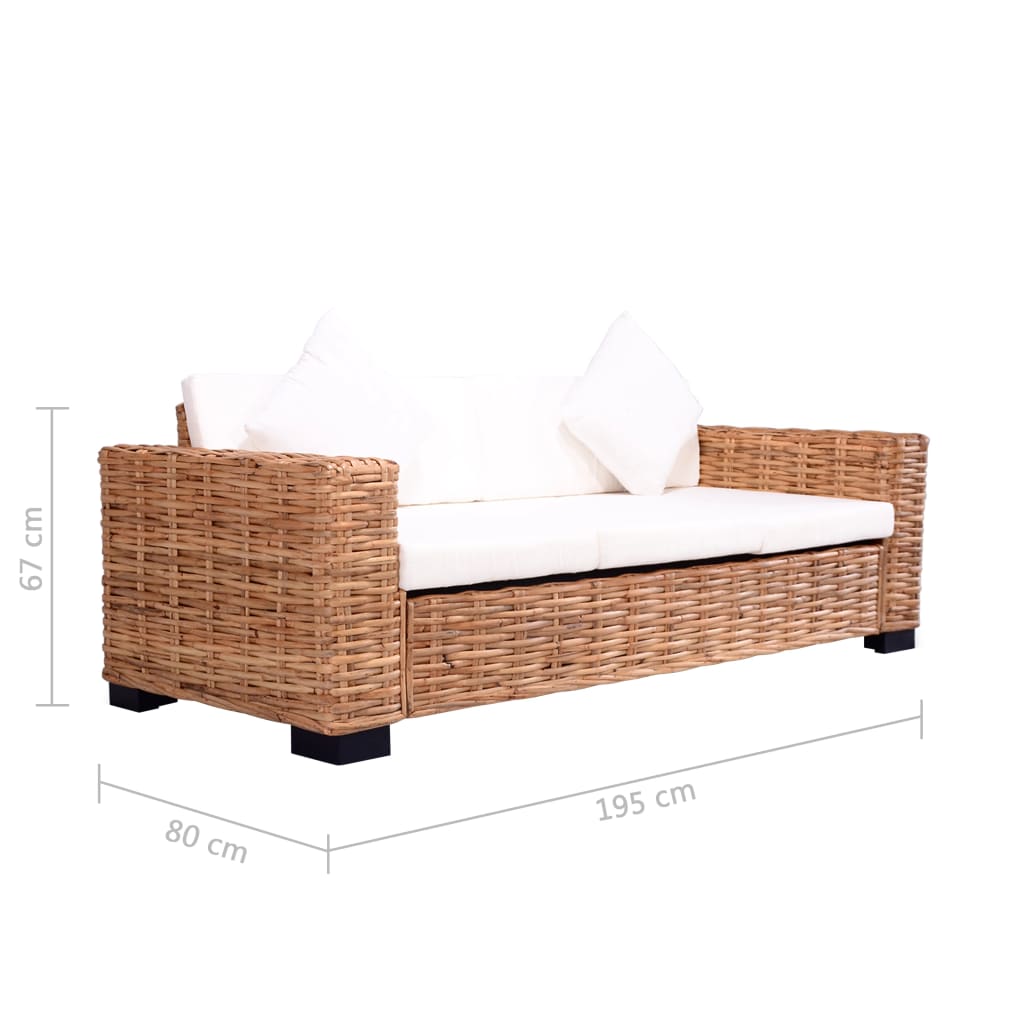 Divano da Giardino a 3 Posti in Rattan Naturale | homemem39