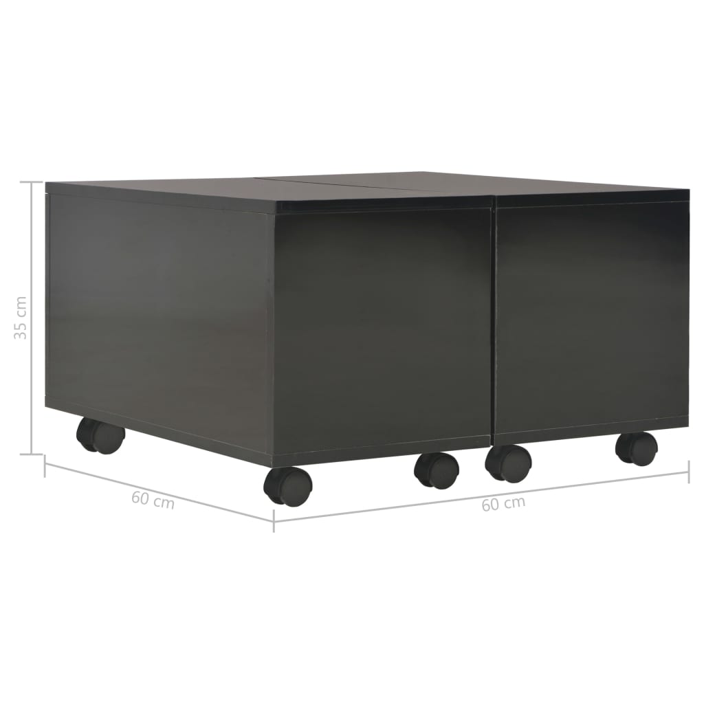 Tavolino da Salotto Nero Lucido 60x60x35 cm Legno Multistrato | homemem39