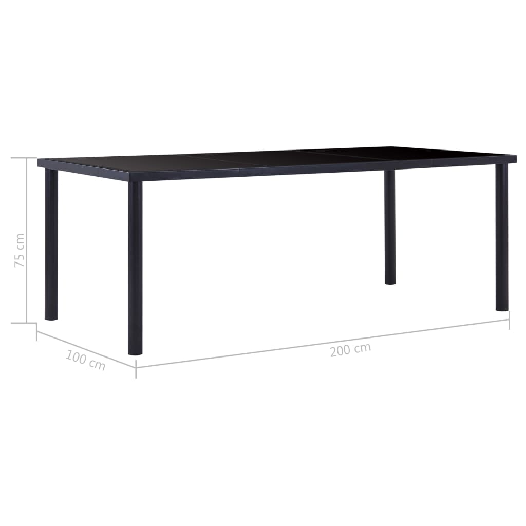 Tavolo da Pranzo Nero 200x100x75 cm in Vetro Temperato | homemem39