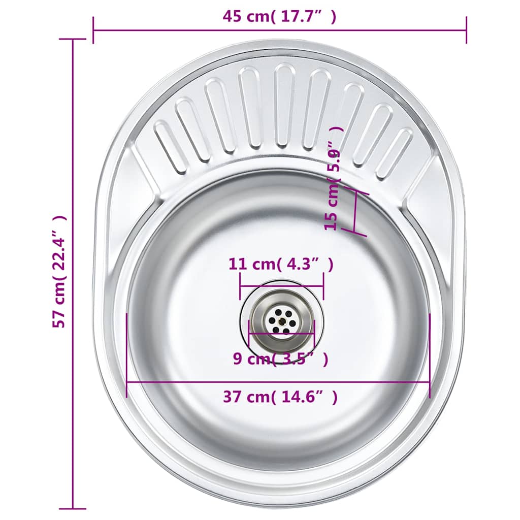 Lavello da Cucina con Filtro e Sifone Ovale in Acciaio Inox | homemem39