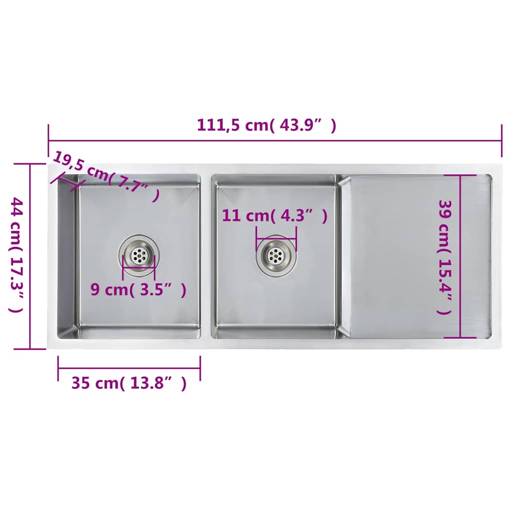 Lavello da Cucina Lavorato a Mano in Acciaio Inox - homemem39