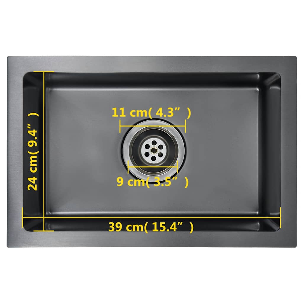 Lavello da Cucina Lavorato a Mano Nero in Acciaio Inox - homemem39