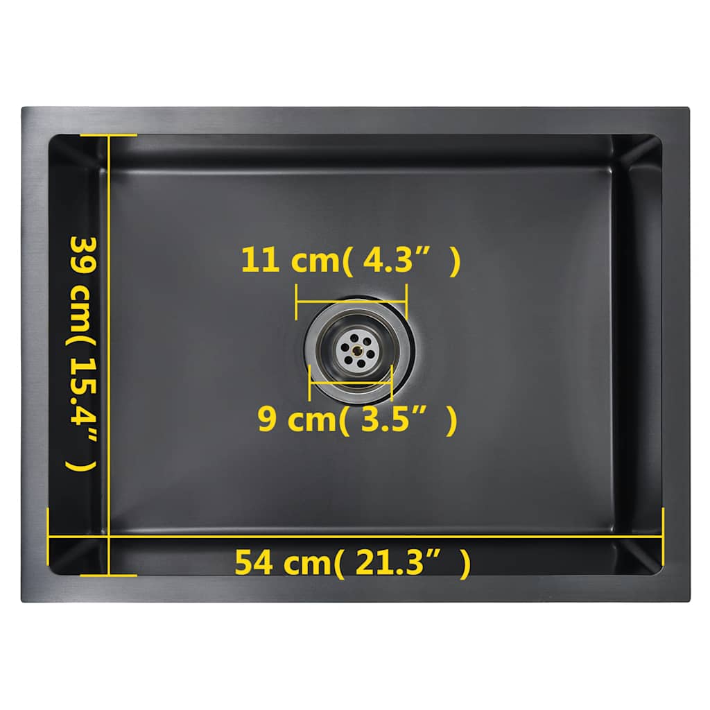 Lavello da Cucina Lavorato a Mano Nero in Acciaio Inox - homemem39