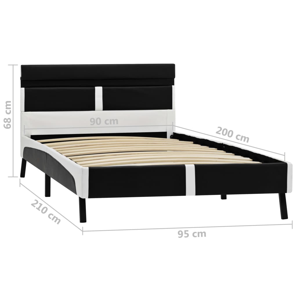 Giroletto con LED senza Materasso Nero in Similpelle 90x200 cm