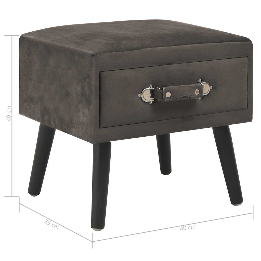 Comodini Grigi 2 pz 40x35x40 cm in Velluto