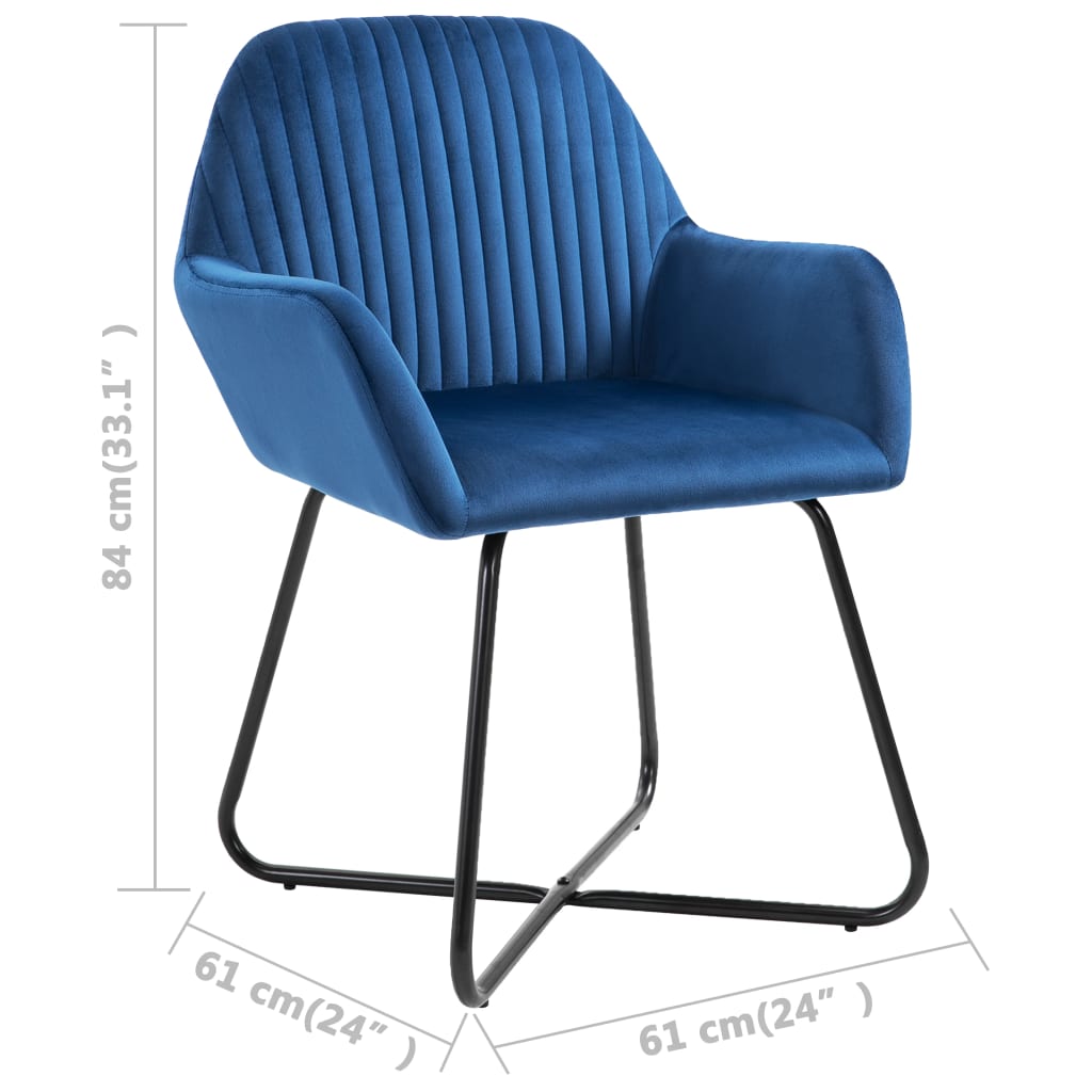 Sedie da Pranzo 2 pz Blu in Velluto | homemem39