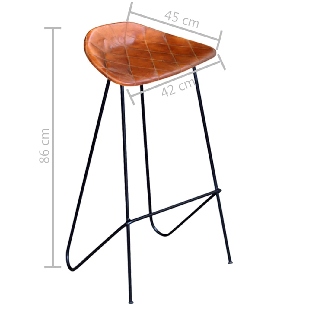 Sgabelli da Bar 4 pz in Vera Pelle Marrone | homemem39