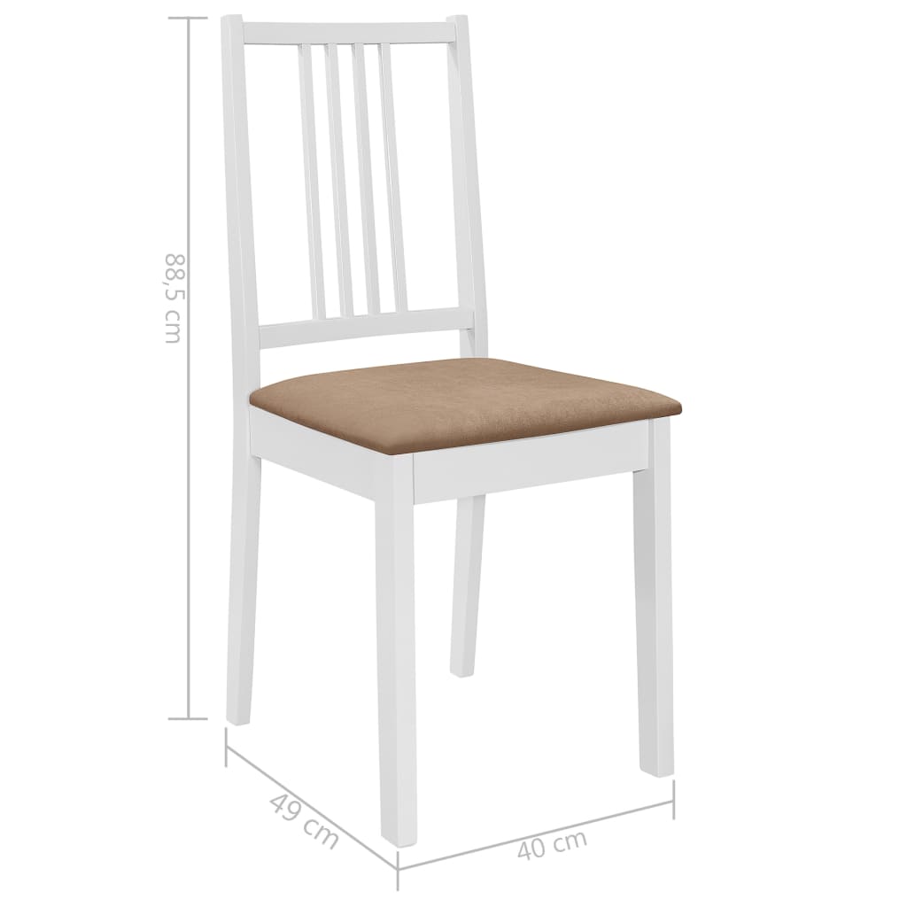 Sedie da Pranzo con Cuscini 6 pz Bianche in Legno Massello | homemem39