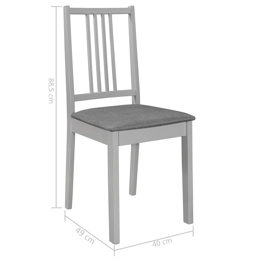 Sedie da Pranzo con Cuscini 6 pz Grigie in Legno Massello | homemem39