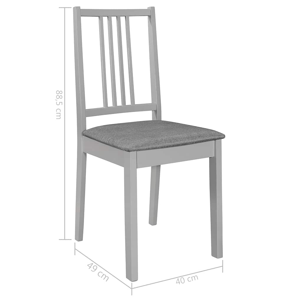 Sedie da Pranzo con Cuscini 6 pz Grigie in Legno Massello