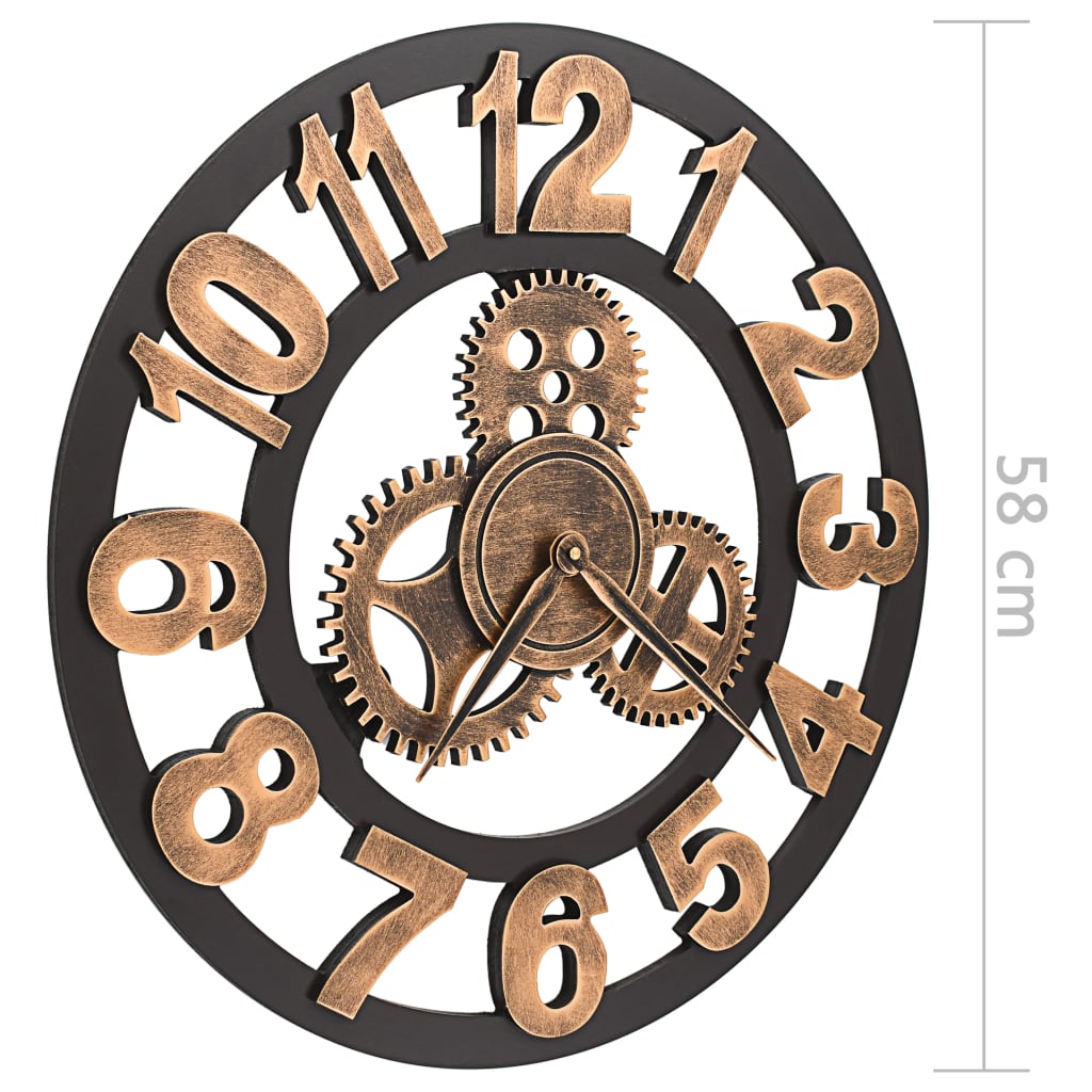 Orologio da Parete in Metallo 58 cm Dorato e Nero | homemem39