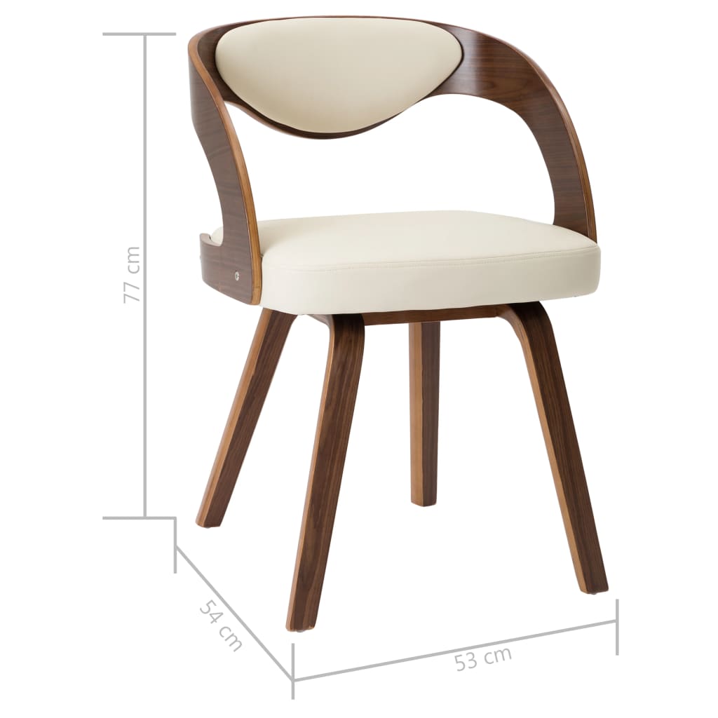 Sedie da Pranzo 2 pz in Legno Curvato e Similpelle Crema | homemem39
